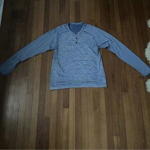 Lululemon 3-Button Long Sleeve Henley Blue Stretch Men's Medium